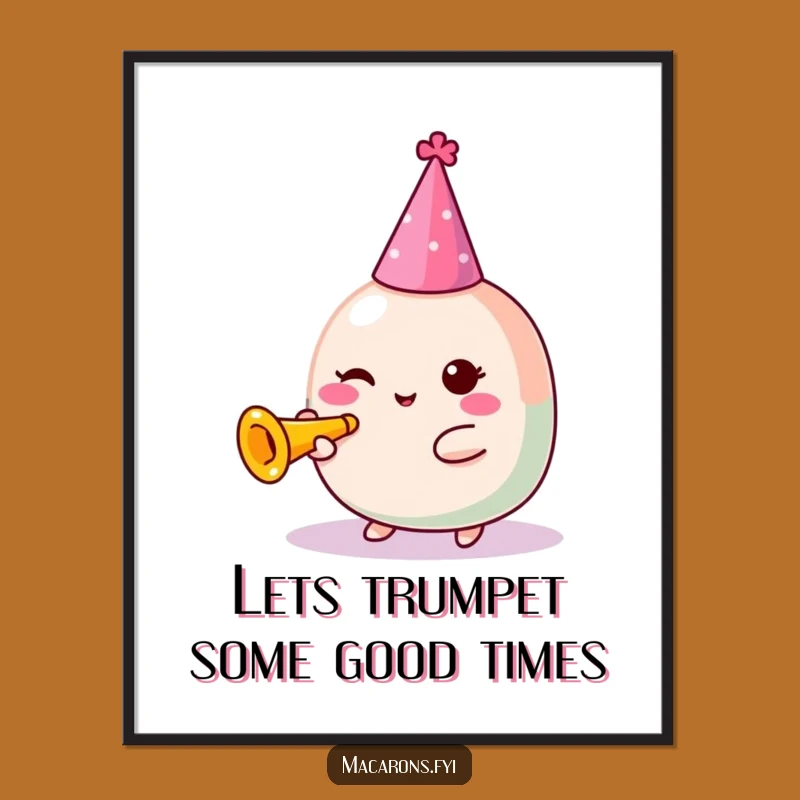 Funny Free Printable Wall Art: Trumpeting Macaron Party Art Downloadable