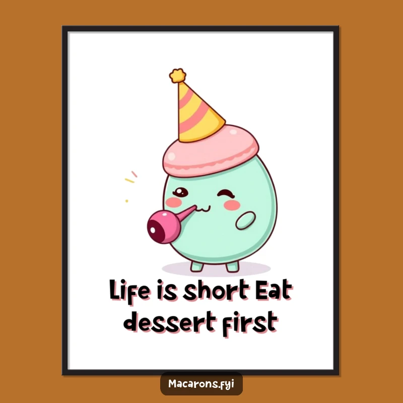 Funny Free Printable Wall Art: Whimsical Macaron Party Blower Downloadable Decor for Smiles