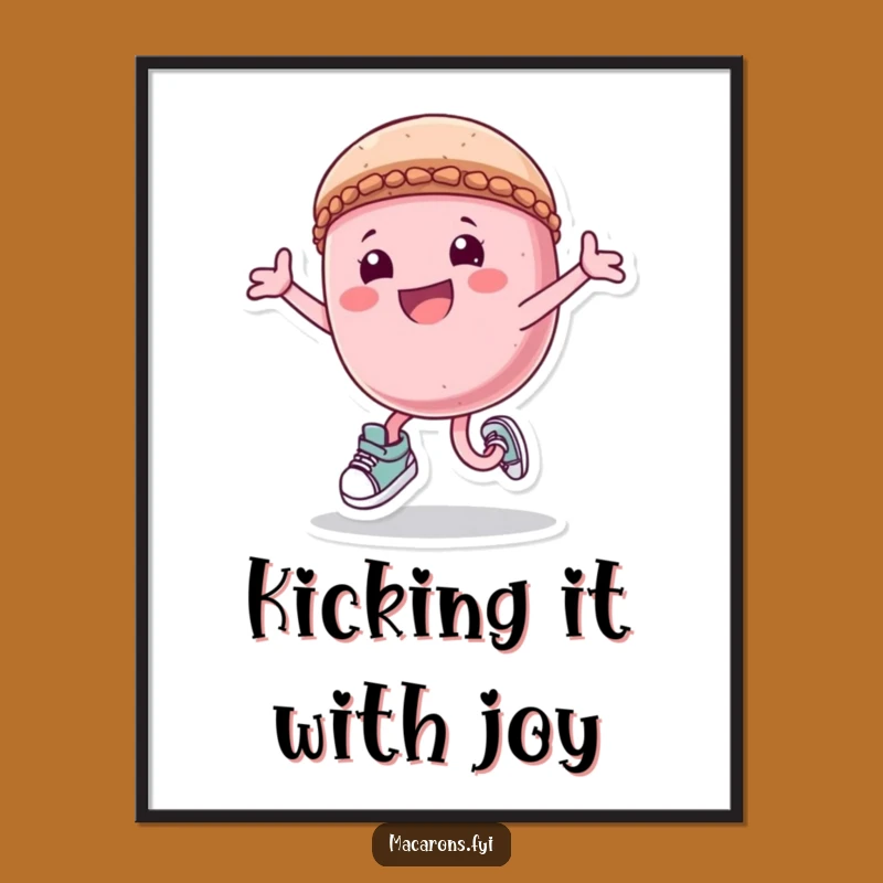 Free Printable Wall Art: Joyful Leaping Macaron Character for Happy Homes Download