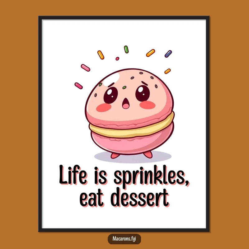Funny Free Printable Wall Art: Surprised Macaron Sprinkles Downloadable Decor