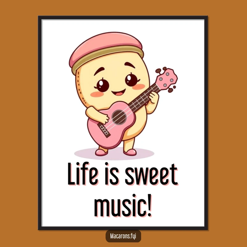 Free Printable Wall Art: Goofy Macaron Ukulele Humorous Downloadable Art