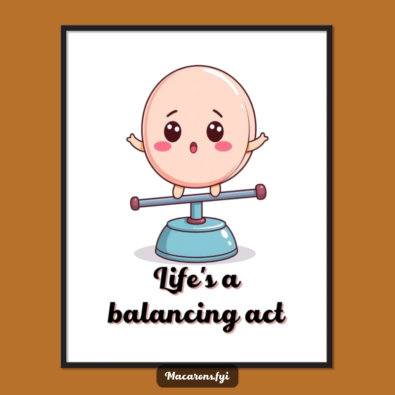 Free Printable Funny Macaron Wall Art: Surprised Balance Downloadable Decor