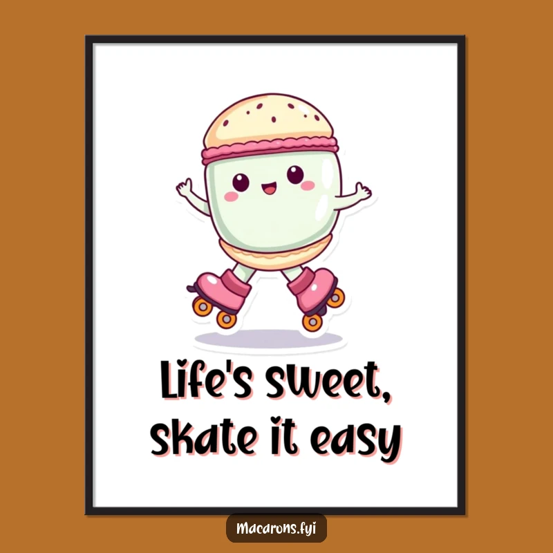 Free Printable Funny Macaron Wall Art: Joyful Roller Skating Downloadable Decor