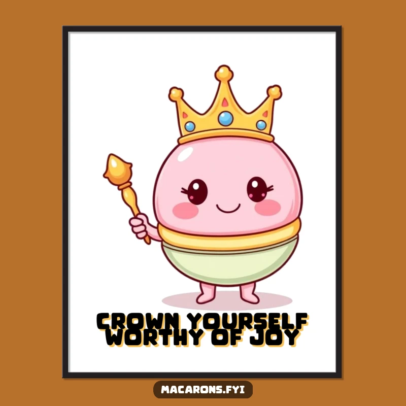 Regal Free Printable Wall Art: Crowned Macaron - Majestic Downloadable Decor!