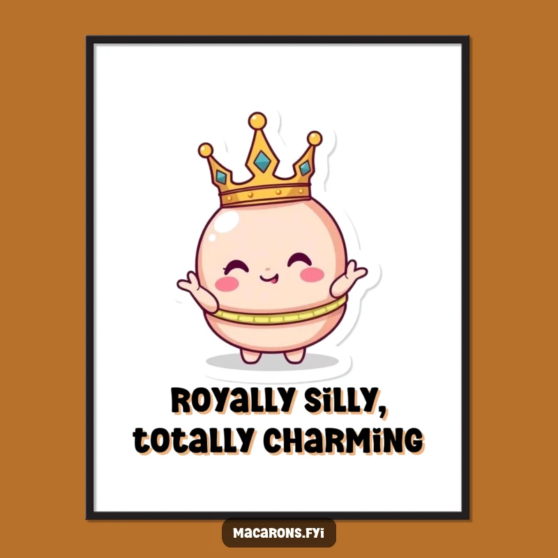 Free Printable Wall Art: Royal Funny Macaron Crown Art Downloadable