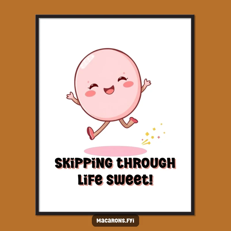 Free Printable Wall Art: Joyful Macaron Skip Humorous Downloadable Art
