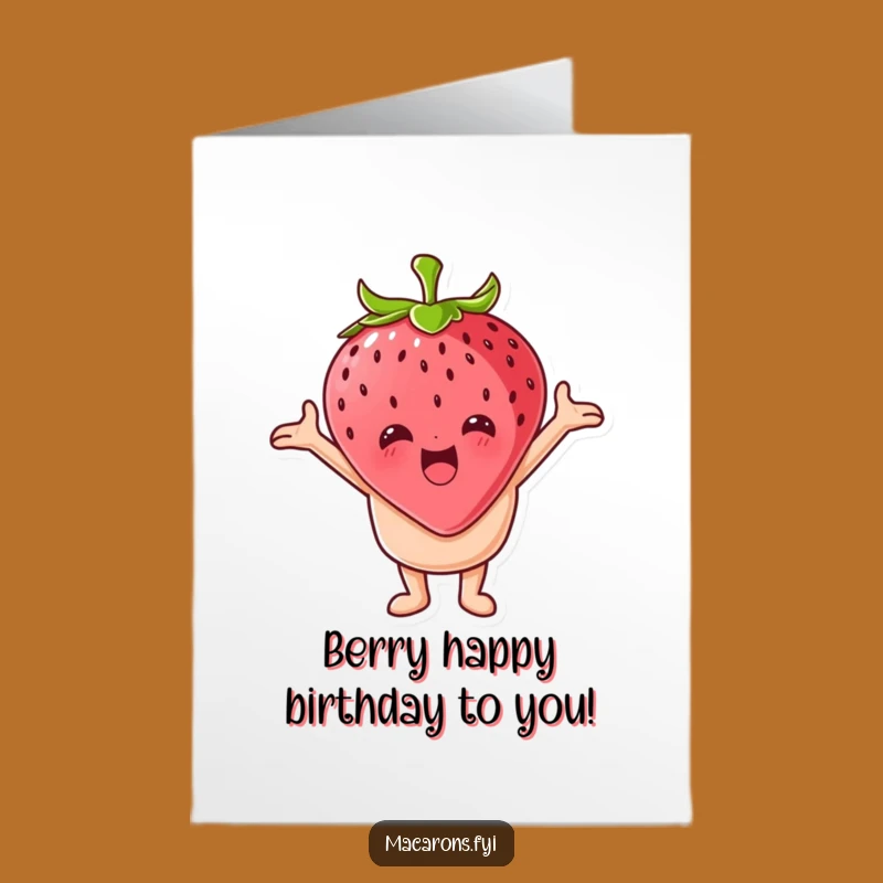 Free Printable Birthday Card: Strawberry Hug Macaron - Sweet Downloadable Gift!