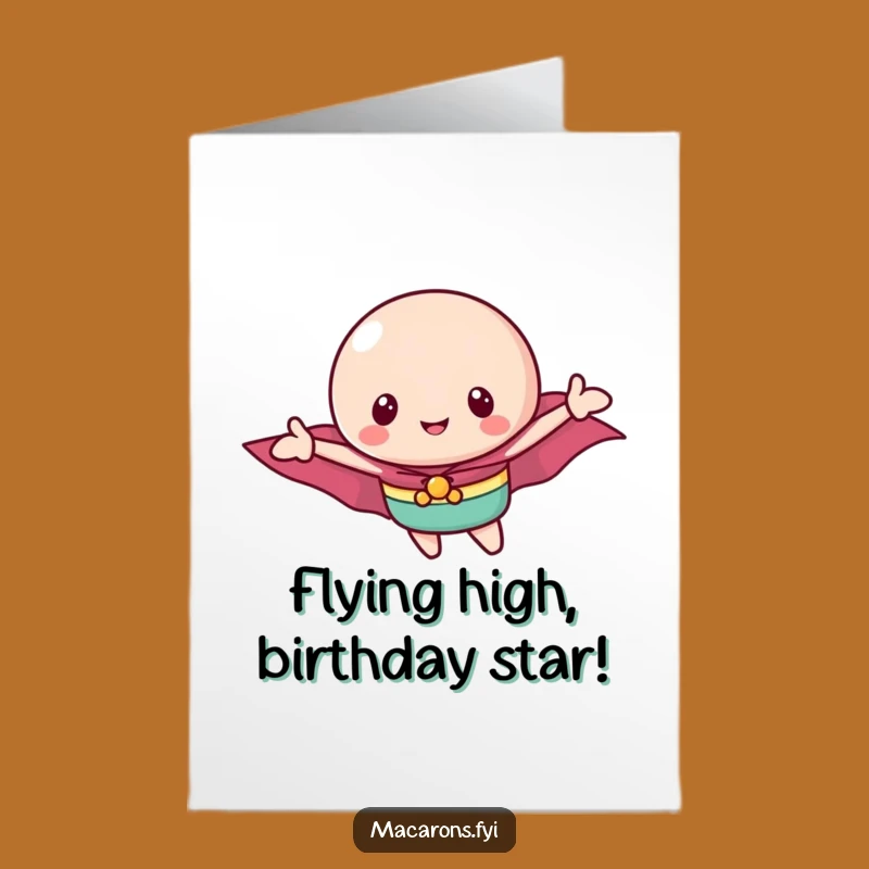 Free Printable Birthday Card: Flying Macaron Hero for a Hilarious Celebration