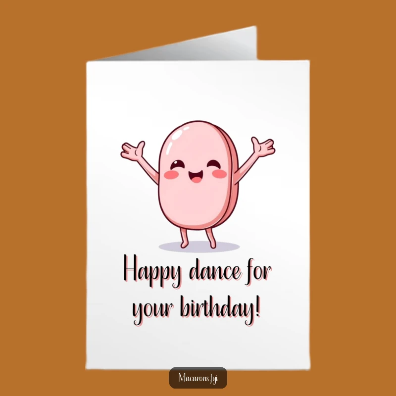 Free Printable Birthday Card: Joyful Macaron Dance Downloadable Greeting for Pure Celebration Fun