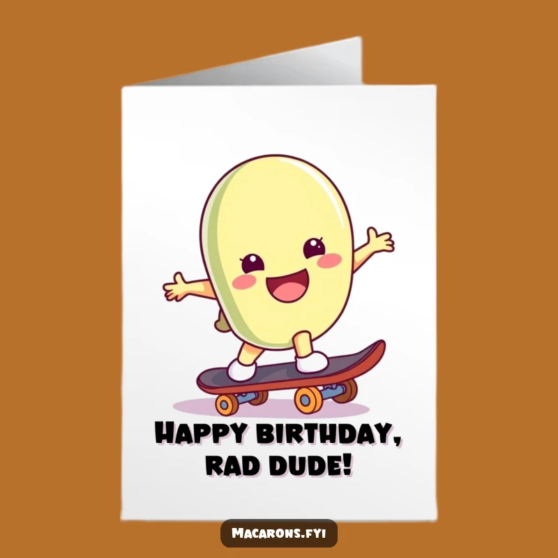 Free Printable Skater Macaron Birthday Card: Fun Trick Downloadable Gift