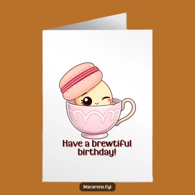 Free Printable Birthday Card: Cheeky Macaron Wink Downloadable Greeting for a Playful Celebration
