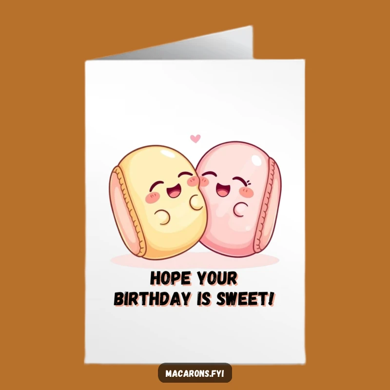 Free Printable Birthday Card: Giggling Macarons, Playful Downloadable Greeting for Sweet Celebrations