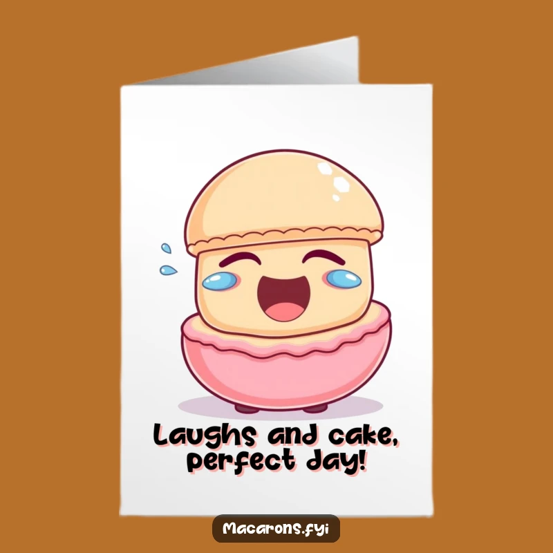 Free Printable Birthday Card: Hilarious Macaron Laugh Downloadable Greeting for Belly Laughs