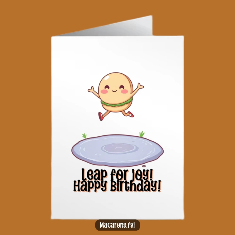 Free Printable Jumping Macaron Birthday Card - Sweet & Funny Downloadable Delight