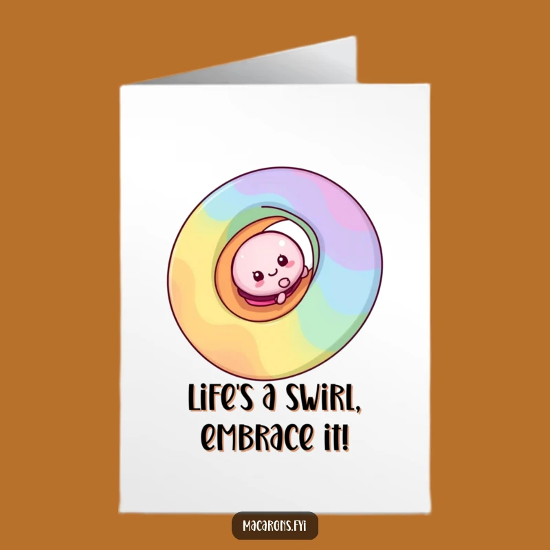 Free Printable Birthday Card: Funny Macaron Rainbow Slide Downloadable Gift