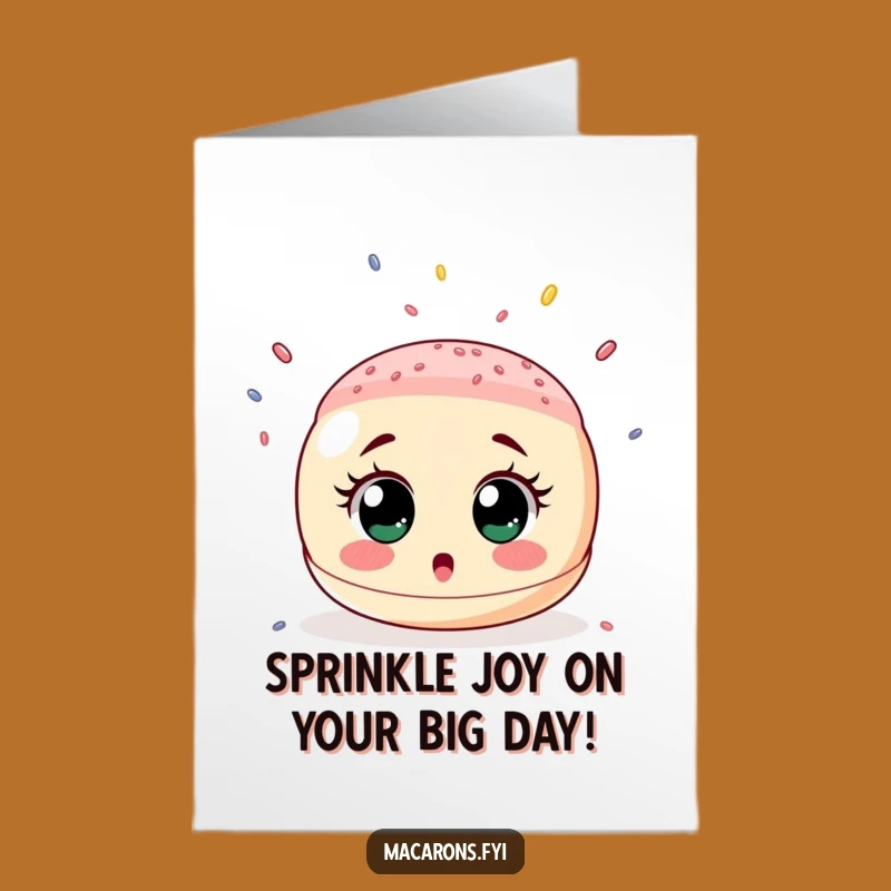 Free Printable Birthday Card: Surprised Macaron Sprinkle Shower Fun Gift