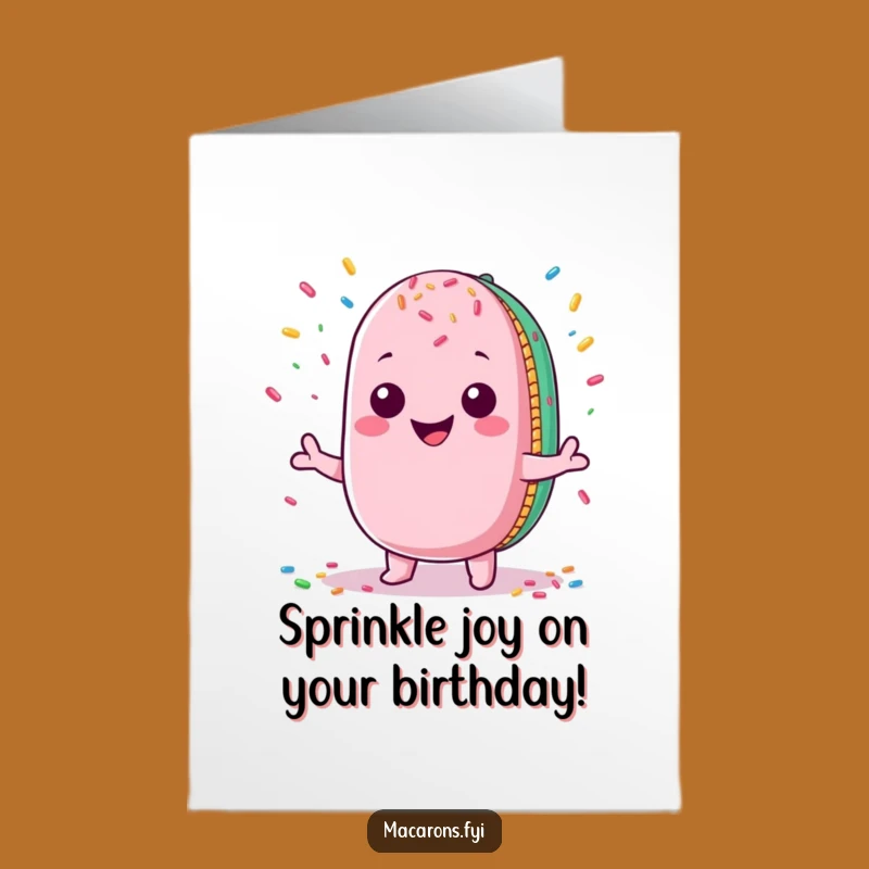 Free Printable Birthday Card: Juggling Macaron Sprinkle Fun Funny Gift