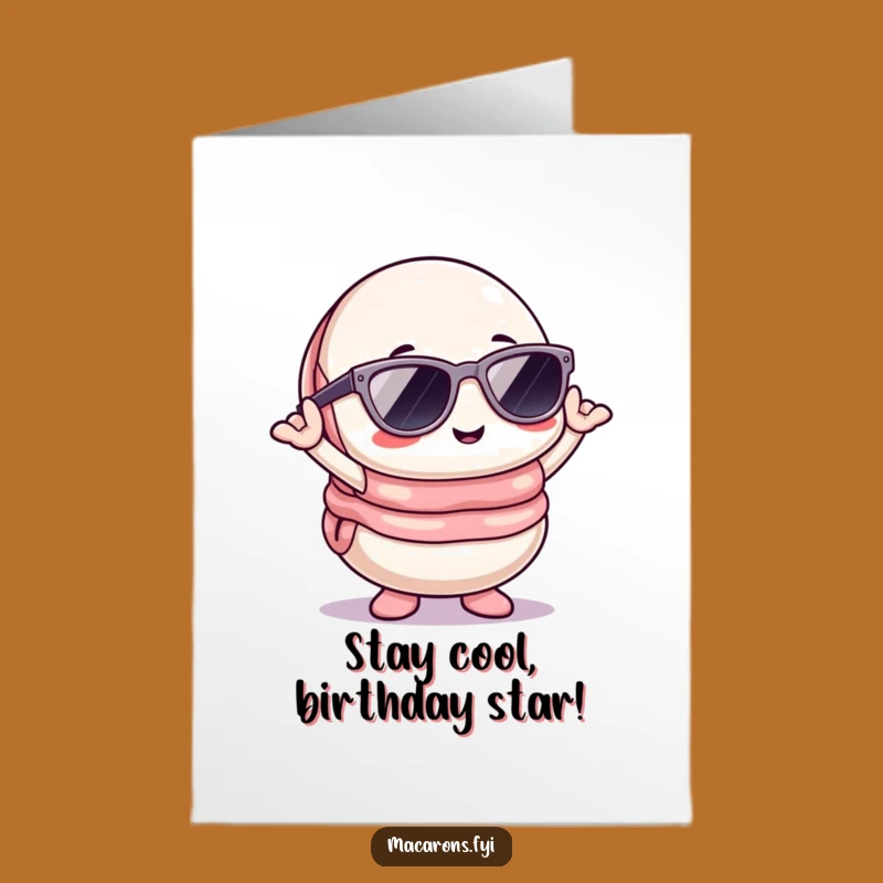 Free Printable Kawaii Macaron Birthday Card: Cool Sunglasses Pose Downloadable Gift