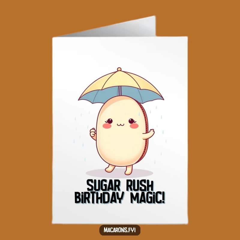 Funny Free Printable Birthday Card: Macaron Sugar Shower Dance, Downloadable Greeting