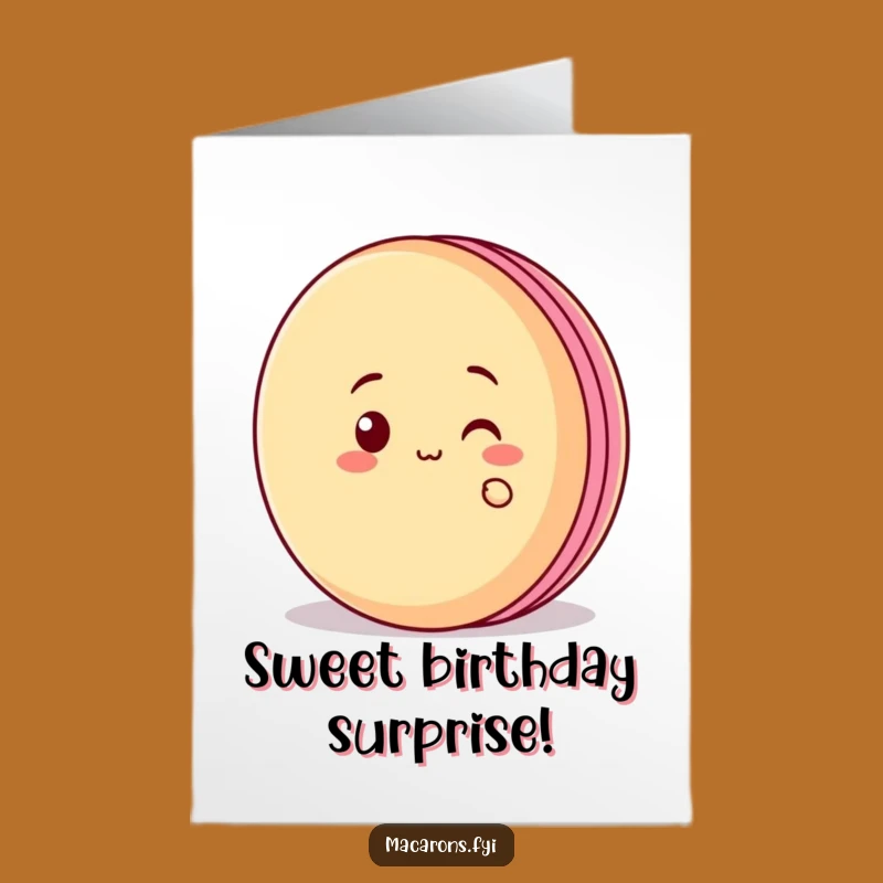 Funny Free Printable Birthday Card: Mischievous Macaron Peek-a-Boo Greeting Card Download