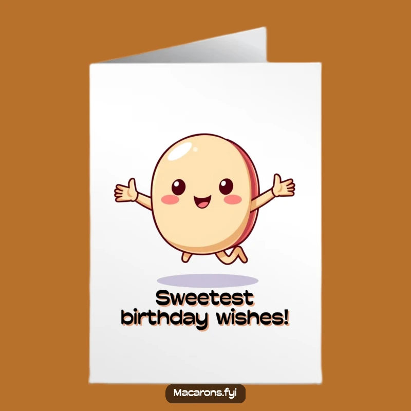 Free Printable Birthday Card: Happy Macaron Runner, Joyful Downloadable Greeting for Fun Celebrations