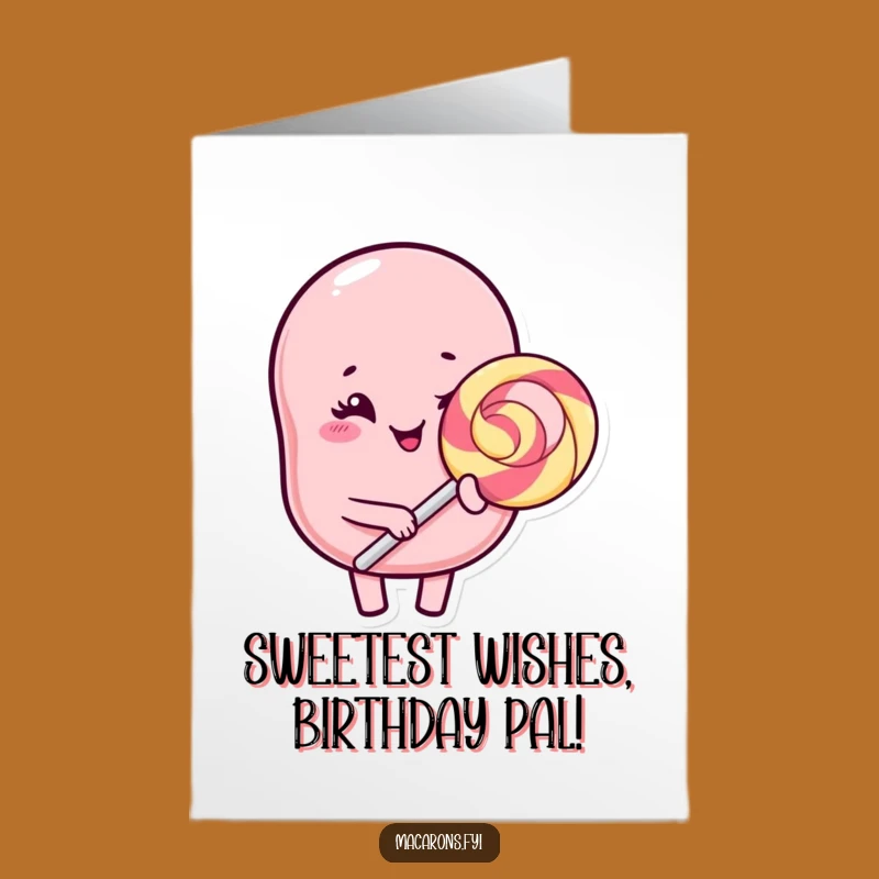 Free Printable Kawaii Macaron Birthday Card: Winking Lollipop Sweet Treat Downloadable Gift