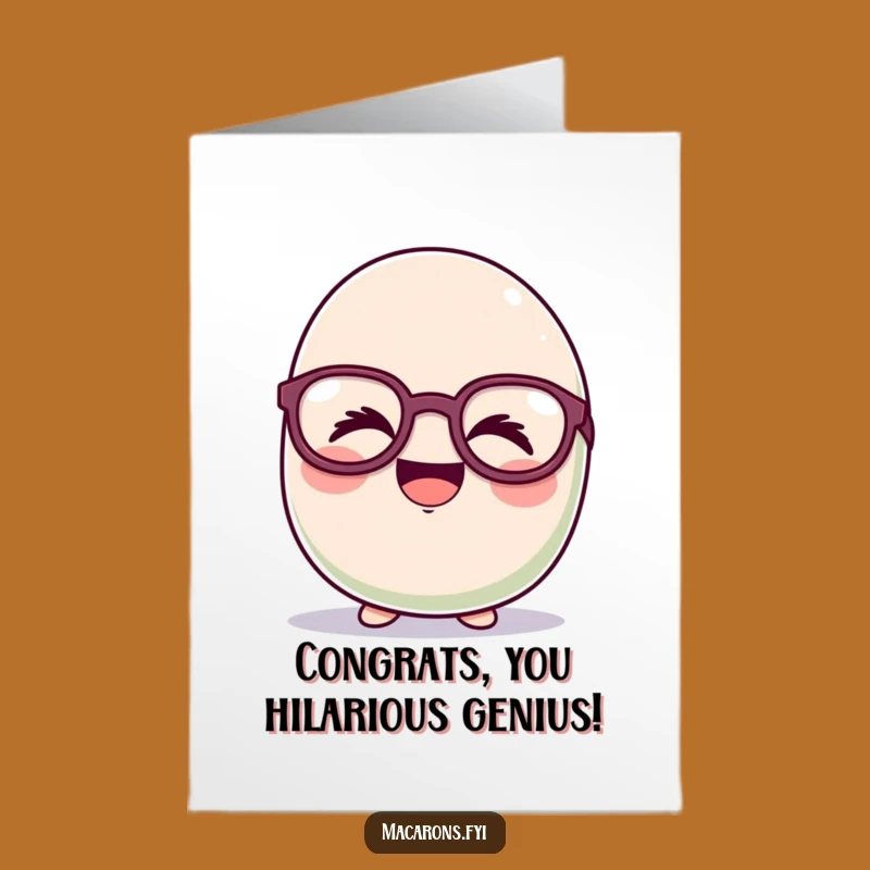 Free Printable Congrats Card: Giggling Funny Macaron Glasses Downloadable Gift