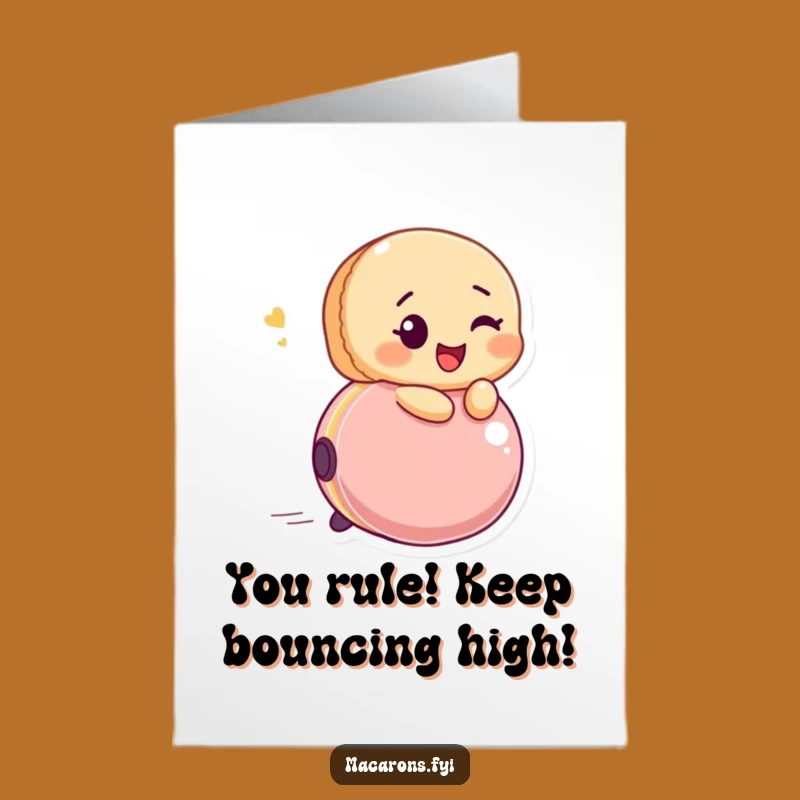 Free Printable Congrats Card: Bouncing Macaron Victory Ride, Downloadable