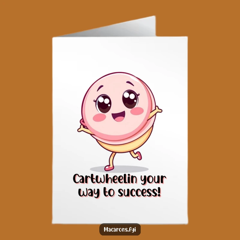 Free Printable Congrats Card: Ecstatic Kawaii Macaron Cartwheel Funny Downloadable