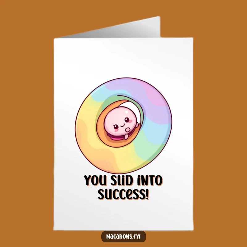 Free Printable Congrats Card: Funny Macaron Rainbow Slide Downloadable Gift
