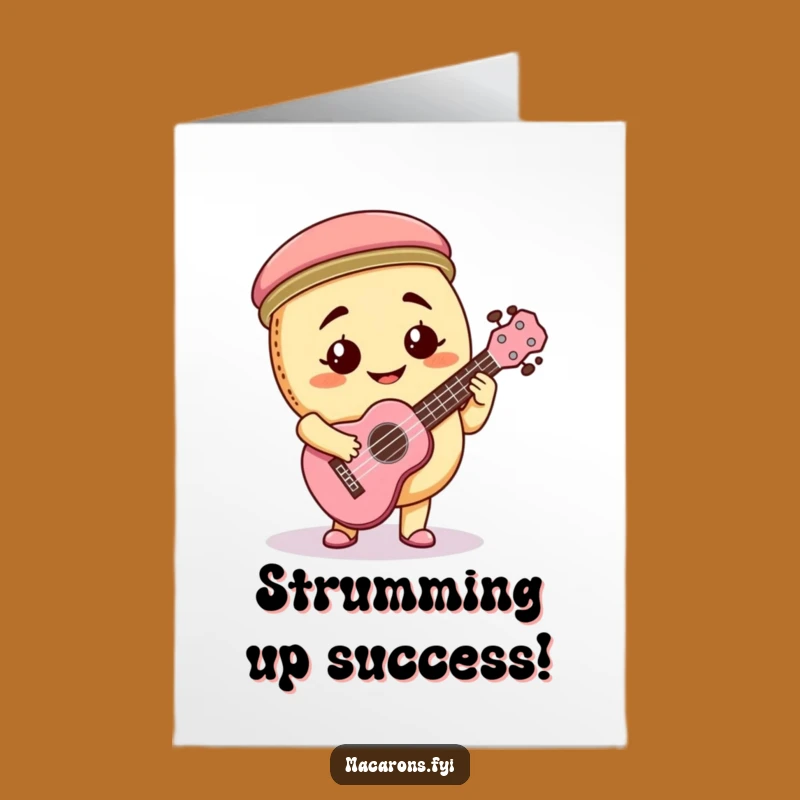 Free Printable Congrats Card: Goofy Macaron Ukulele Humorous Downloadable Gift