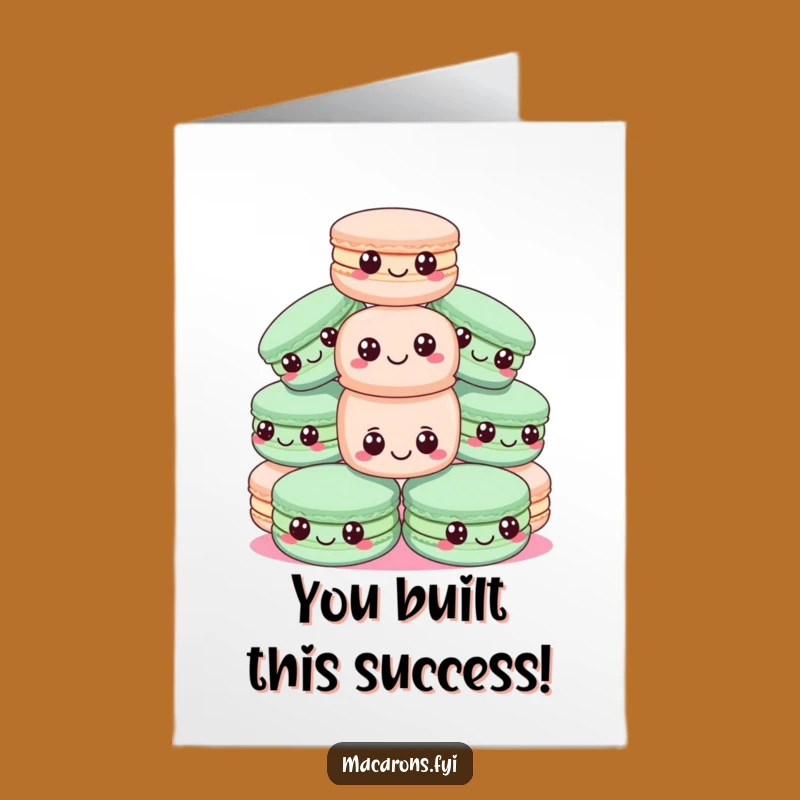 Free Printable Congrats Card: Macaron Pyramid Funny Balance Congrats Gift