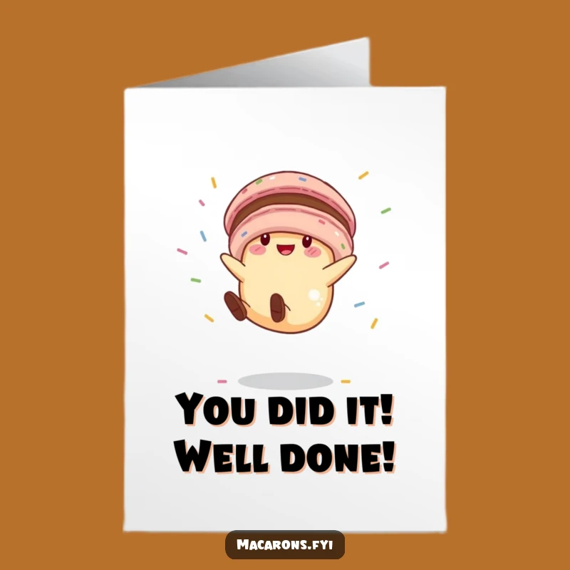 Free Printable Congrats Card: Silly Cartwheel Macaron Sprinkle Celebration