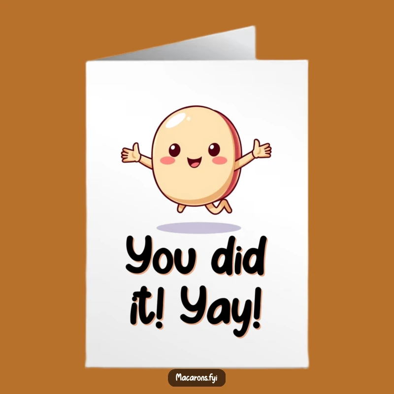 Free Printable Congrats Card: Speedy Macaron Runner, Humorous Downloadable Celebration of Achievement