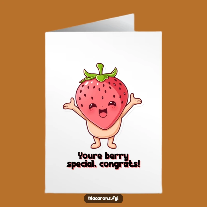 Free Printable Congrats Card: Strawberry Hug Macaron - Joyful Downloadable DIY Gift!