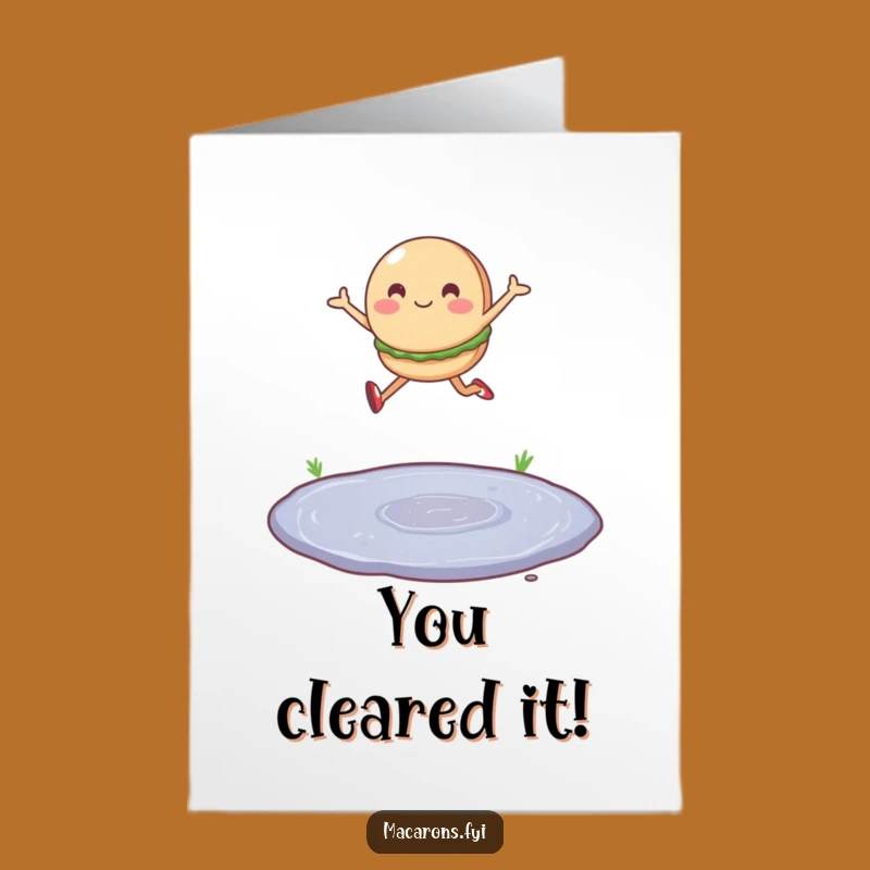 Free Printable Jumping Macaron Congrats Card - Playful Downloadable Celebration