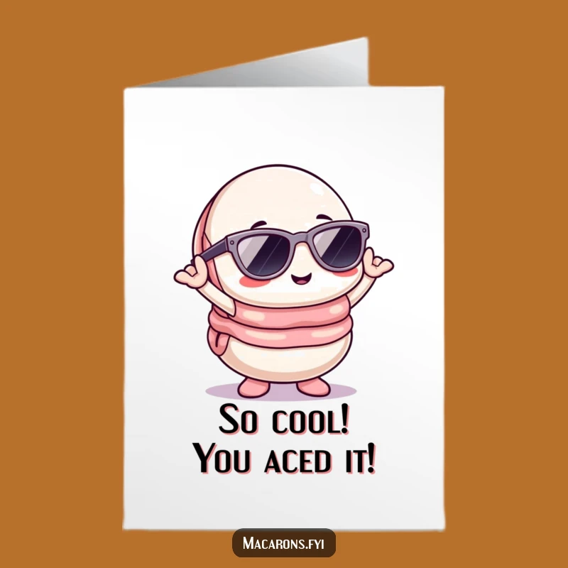 Free Printable Kawaii Macaron Congratulations Card: Cool Pose Downloadable Gift