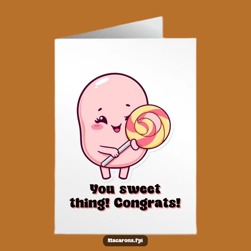 Free Printable Kawaii Macaron Congratulations Card: Winking Lollipop Sweet Downloadable Gift
