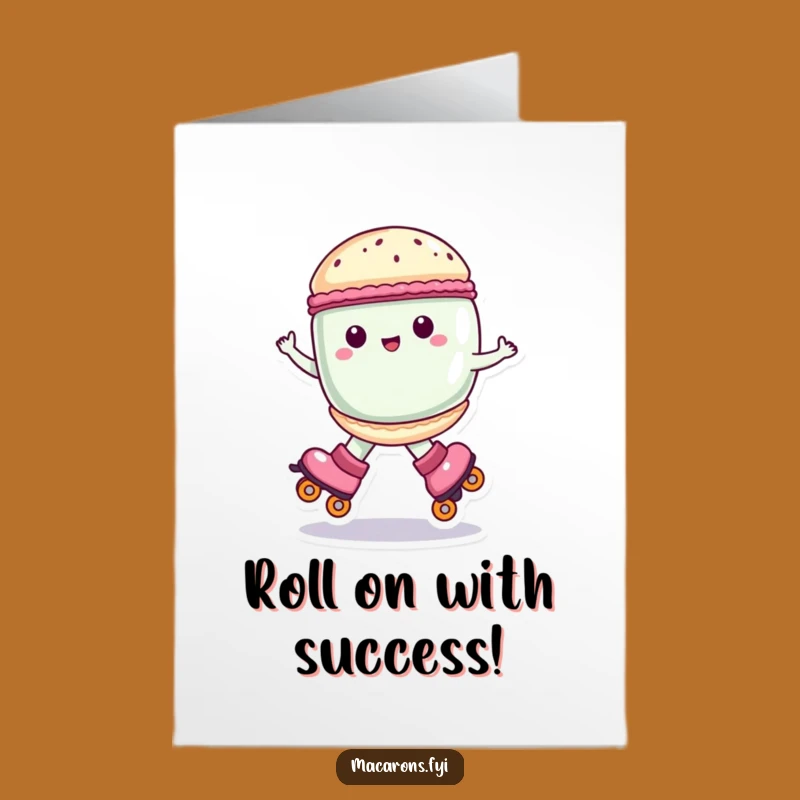 Free Printable Macaron Congratulations Card: Roller Skating Celebration Downloadable