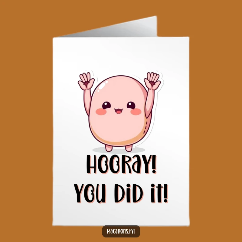 Free Printable Congrats Card: Macaron Cheers Loudly for Your Big Win!