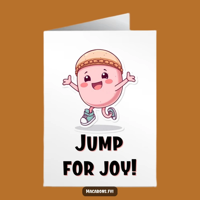 Free Printable Congratulations Card: Joyful Macaron Leaps to Victory Download