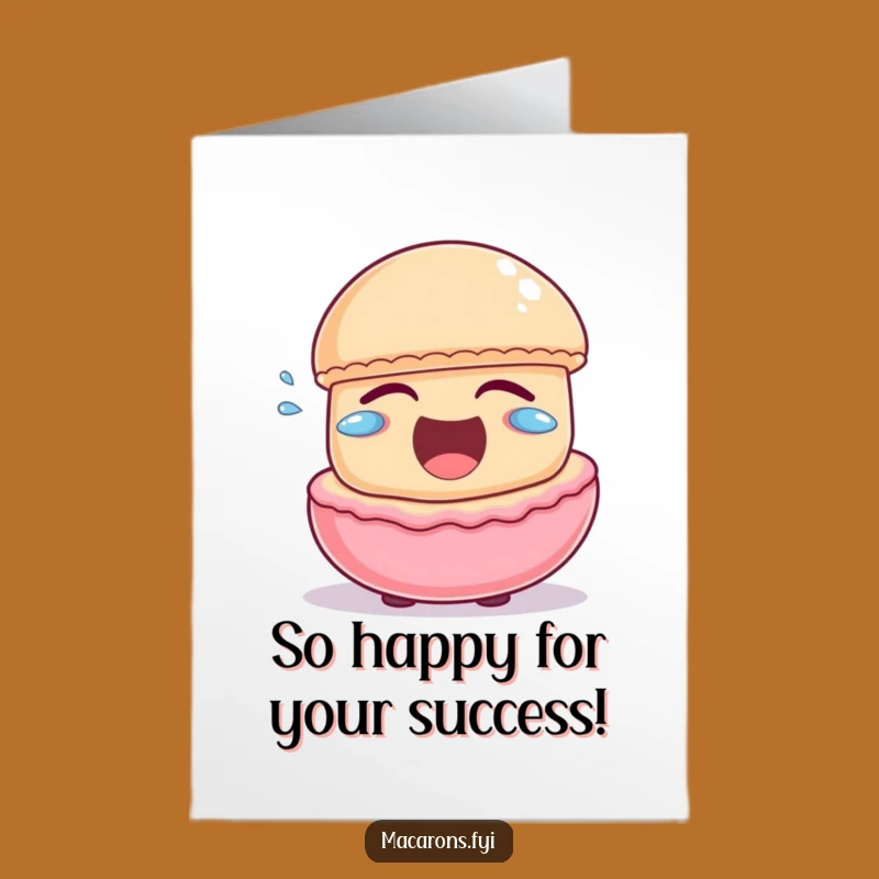 Free Printable Congrats Card: Laughing Macaron Gift for Joyful Celebration Cheers