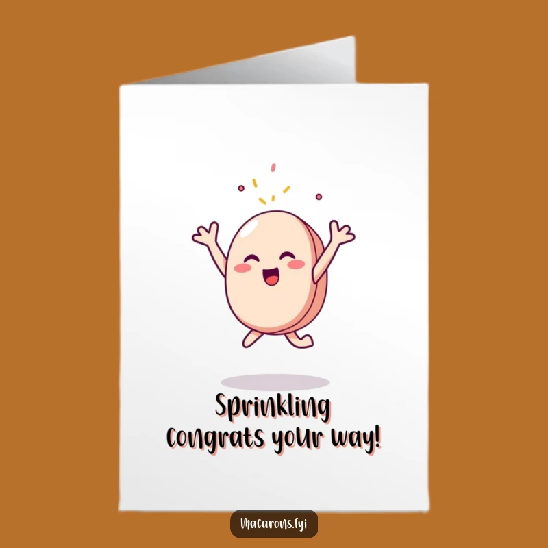 Free Printable Congratulations Card: Joyful Macaron Leaping for Sprinkles Funny Downloadable Gift