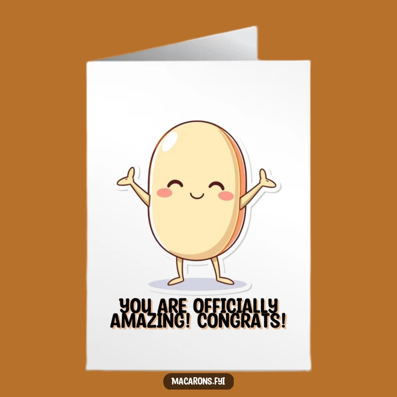 Free Printable Congrats Card: Hilarious Macaron Character Celebration, Downloadable Joyful Gift