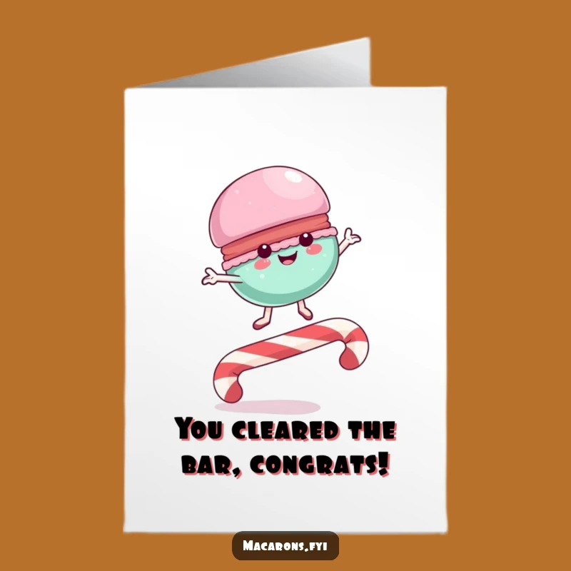 Free Printable Congrats Card: Leaping Macaron Success Downloadable Gift