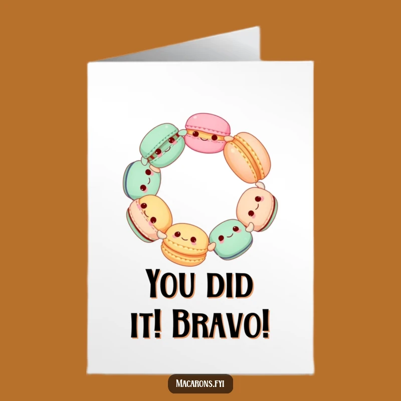 Free Printable Congrats Card: Cheerful Macaron Circle Dance, Humorous Downloadable Gift