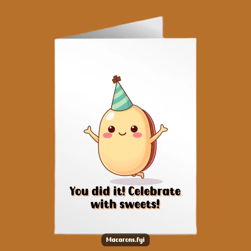 Free Printable Macaron Congrats Card: Celebrate with a Jumping Treat, Instant Download!