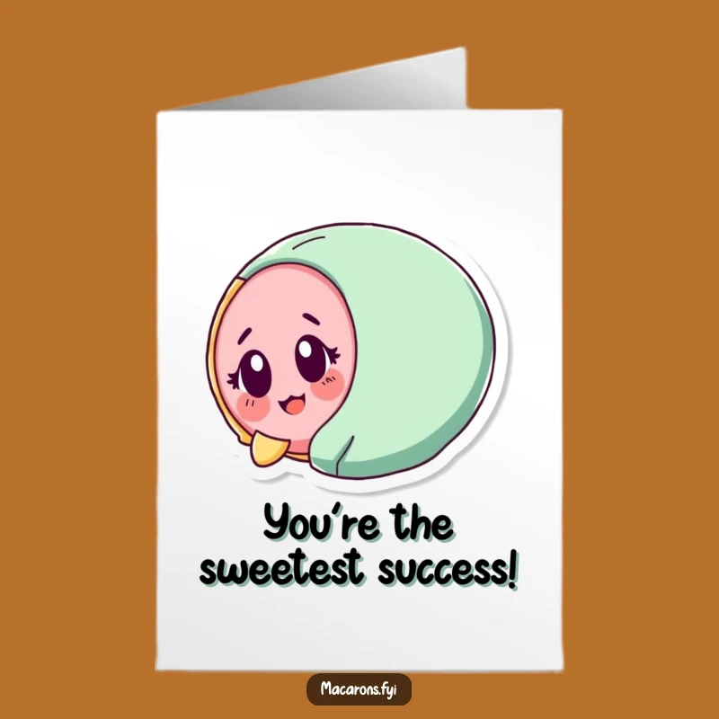 Free Printable Congrats Card: Surprised Macaron's Joyful Tumble for Your Success