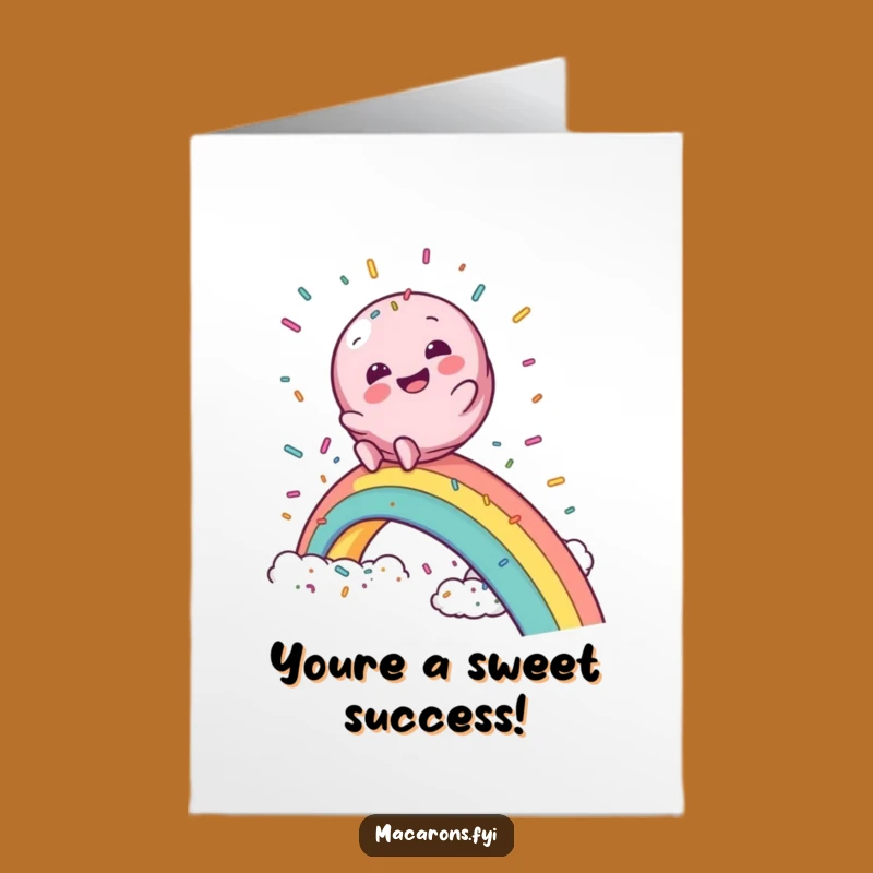 Free Printable Congrats Card: Rainbow Macaron, Downloadable Success Gift
