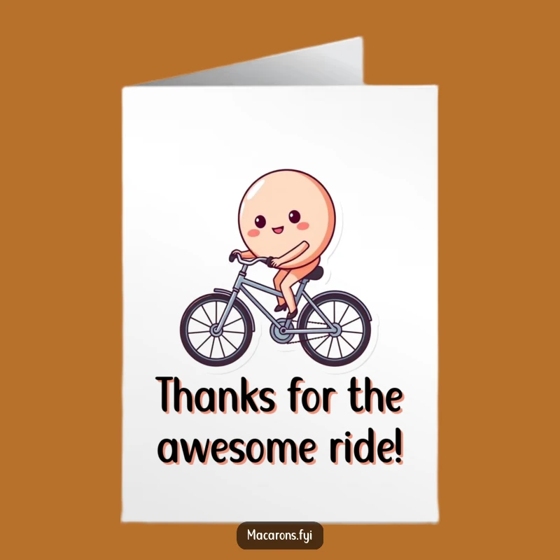 Free Printable Funny Macaron Bicycle Thank You Card - Grateful Downloadable Gift